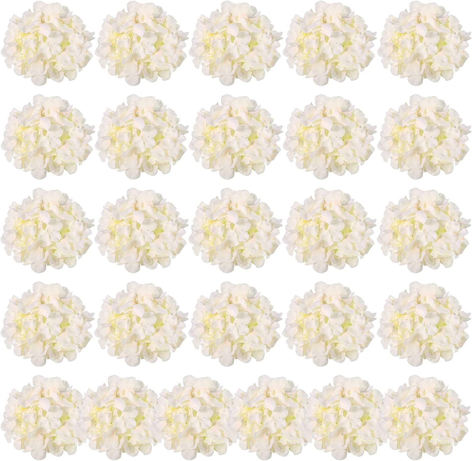 Auihiay 26 Pieces Hydrangea Artificial Flowers Silk Hydrangea Flowers Artificial Flowers Heads with Stems for Home Wedding Party Decorations (Champagne)