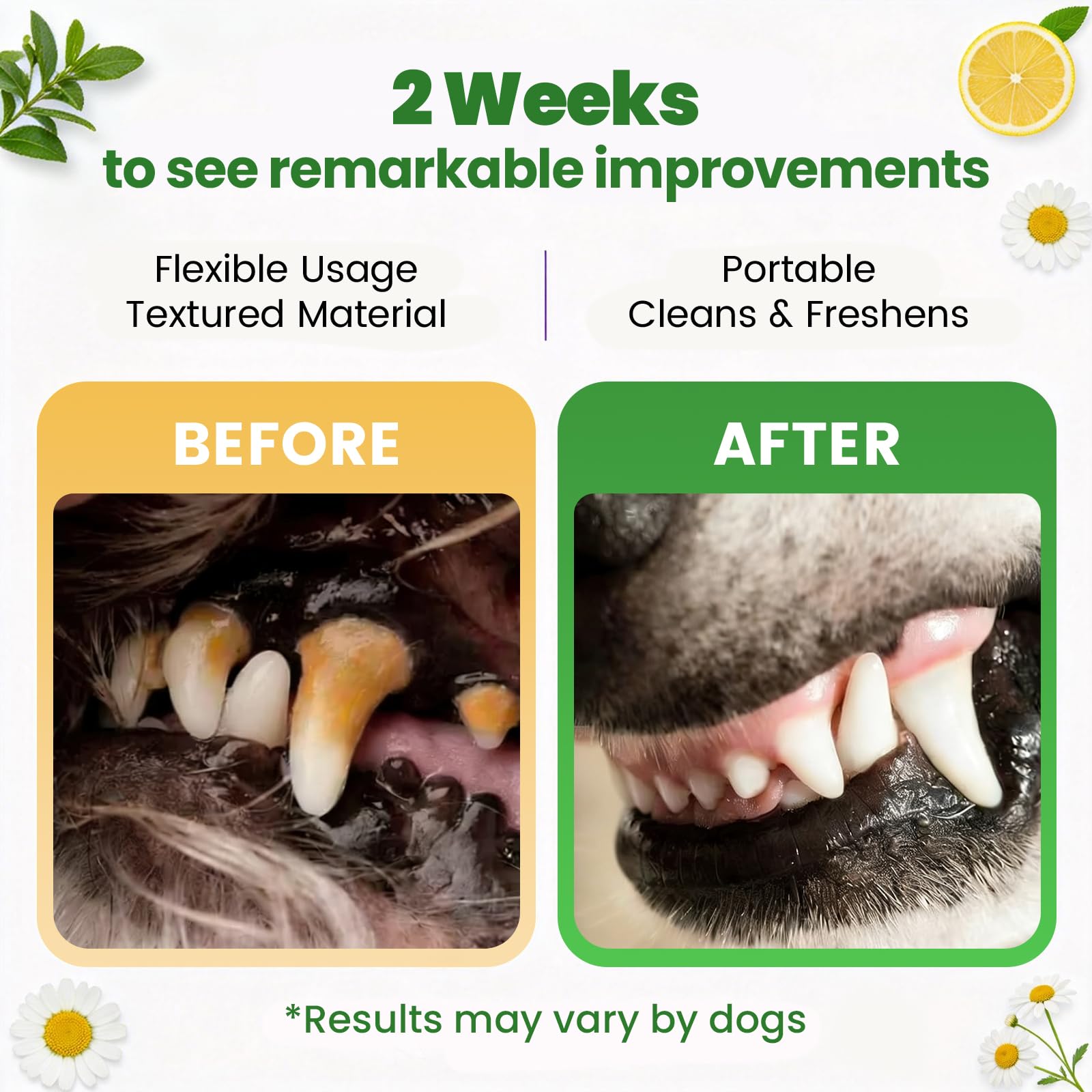 Dog Dental Care Wipes - 60Ct Tooth Brushing kit, Heavy Duty Teeth Cleaning for Dogs & Cats, Remove Tartar & Plaque, Dog Breath Freshener, Dog Toothbrush & Toothpaste Alternatives - image 3