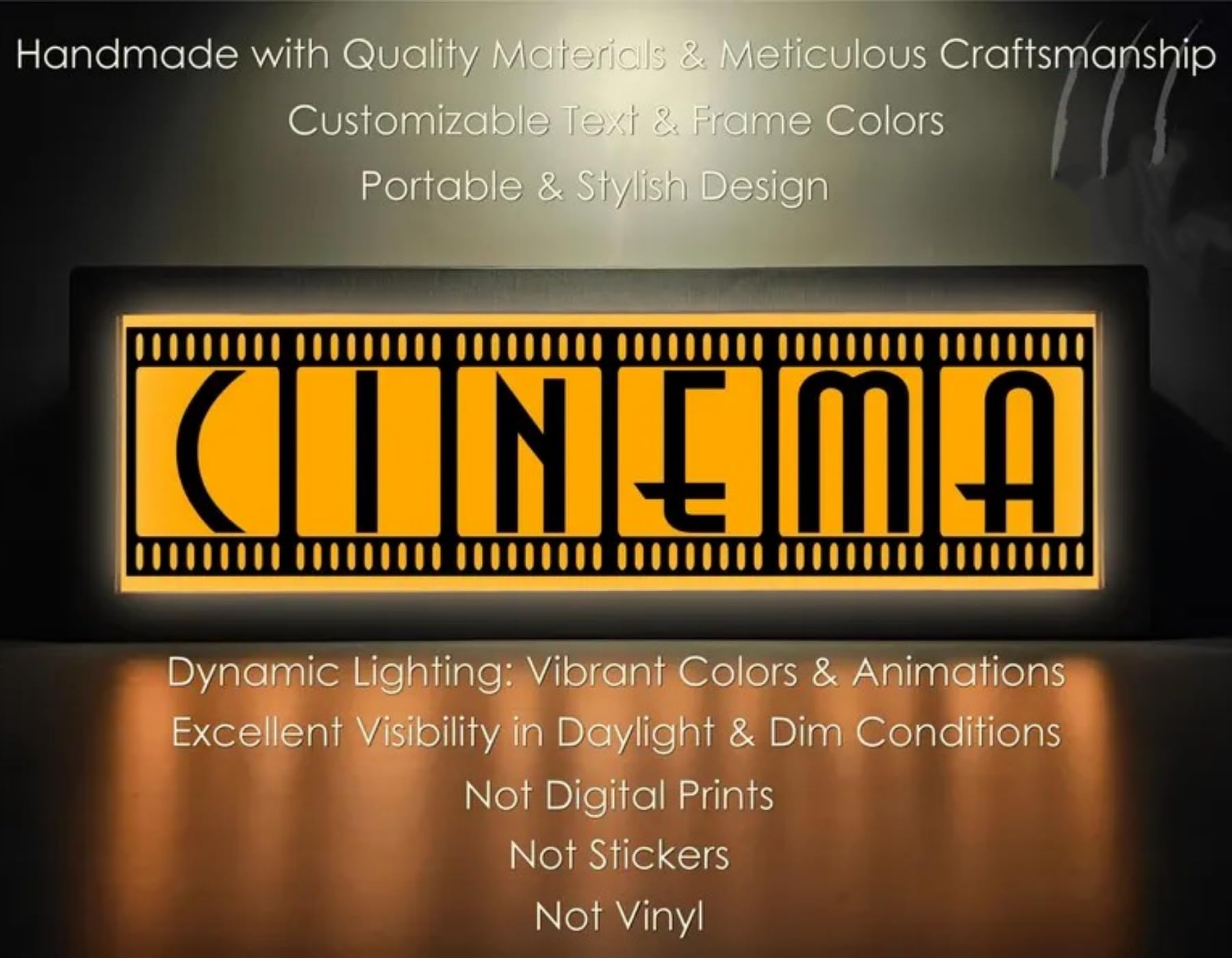 Cinema RGB LED Neon Lightbox Dimmable Wall Mountable Pulsing Studio Warning Sign per Cinema Biblioteche Caffè Home Company Desk Wall Decor Alimentato da USB