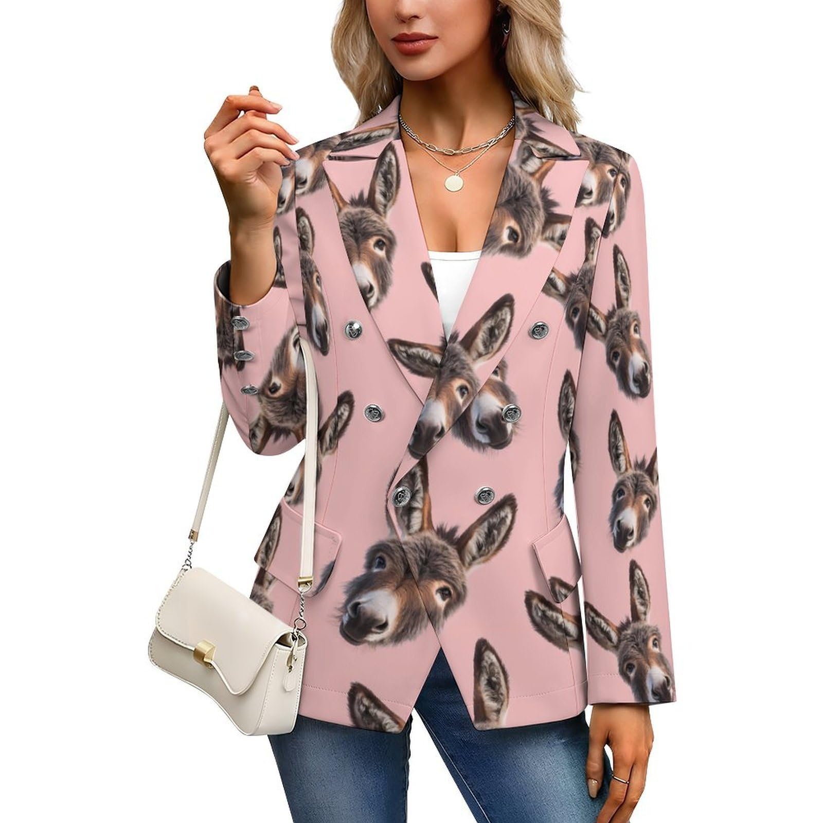 Simpatico modello di teste di asino blazer da donna giacca elegante cappotto per abbigliamento formale casual
