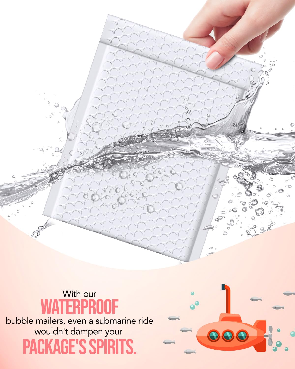 GSSUSA Lot de 100 enveloppes à bulles rembourrées blanches de 15,2 x 25,4 cm - Petits emballages postaux - Sacs d'expédition à bulles - Emballage en vrac - Auto-adhésif - Fournitures professionnelles