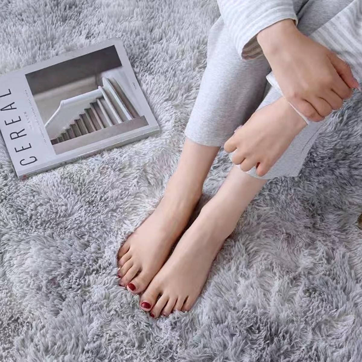 Tie-Dyed Light Gray Rug for Bedroom Living Rooms,Large Shag Area Rugs Larger Than 2 x 6 feet,Gray Fluffy Anti-Slip Carpets Mats Kids Room Dorm Home Decor,Customizable