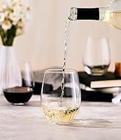 Vista 3 de LUNA & MANTHA Juego de 4 copas de vino sin tallo, 18 oz, copas de cristal para vino tinto y blanco para uso diario, entretenimiento, bar en casa