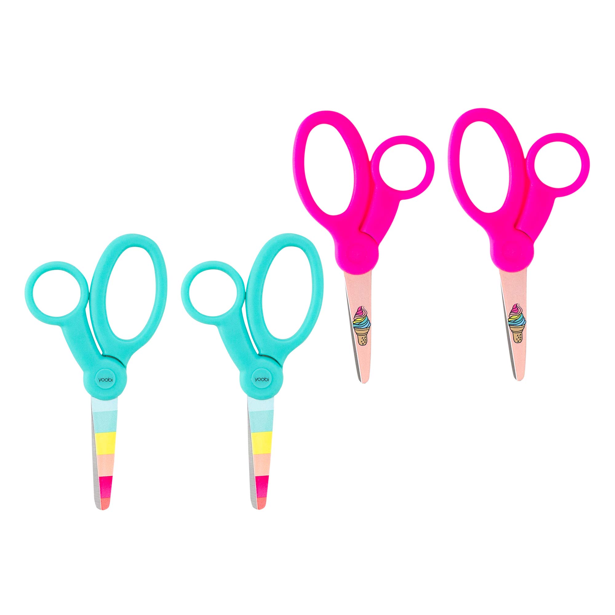 Yoobi 4 Pk Printed Kid Scissors with Blunt Tip