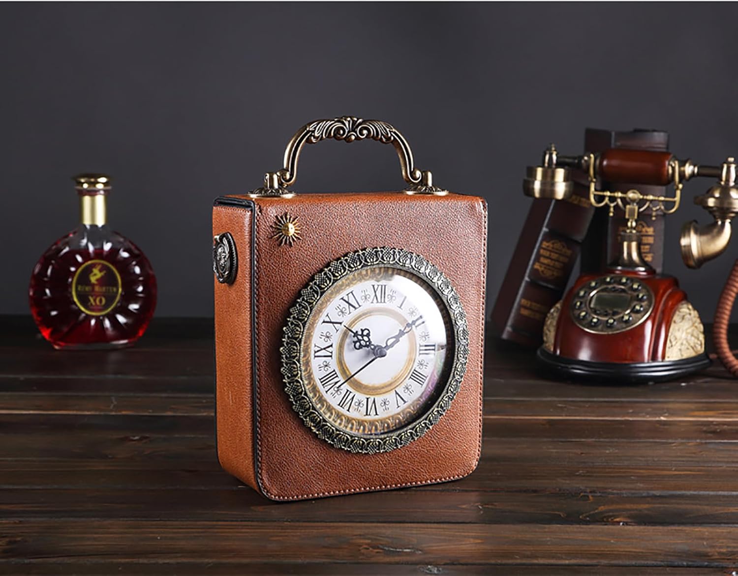 Clock Shaped Purse Women Classic Retro Handbag Crossbody Messenger Shoulder Bag Embroidered Unique NoveltySquare Bag