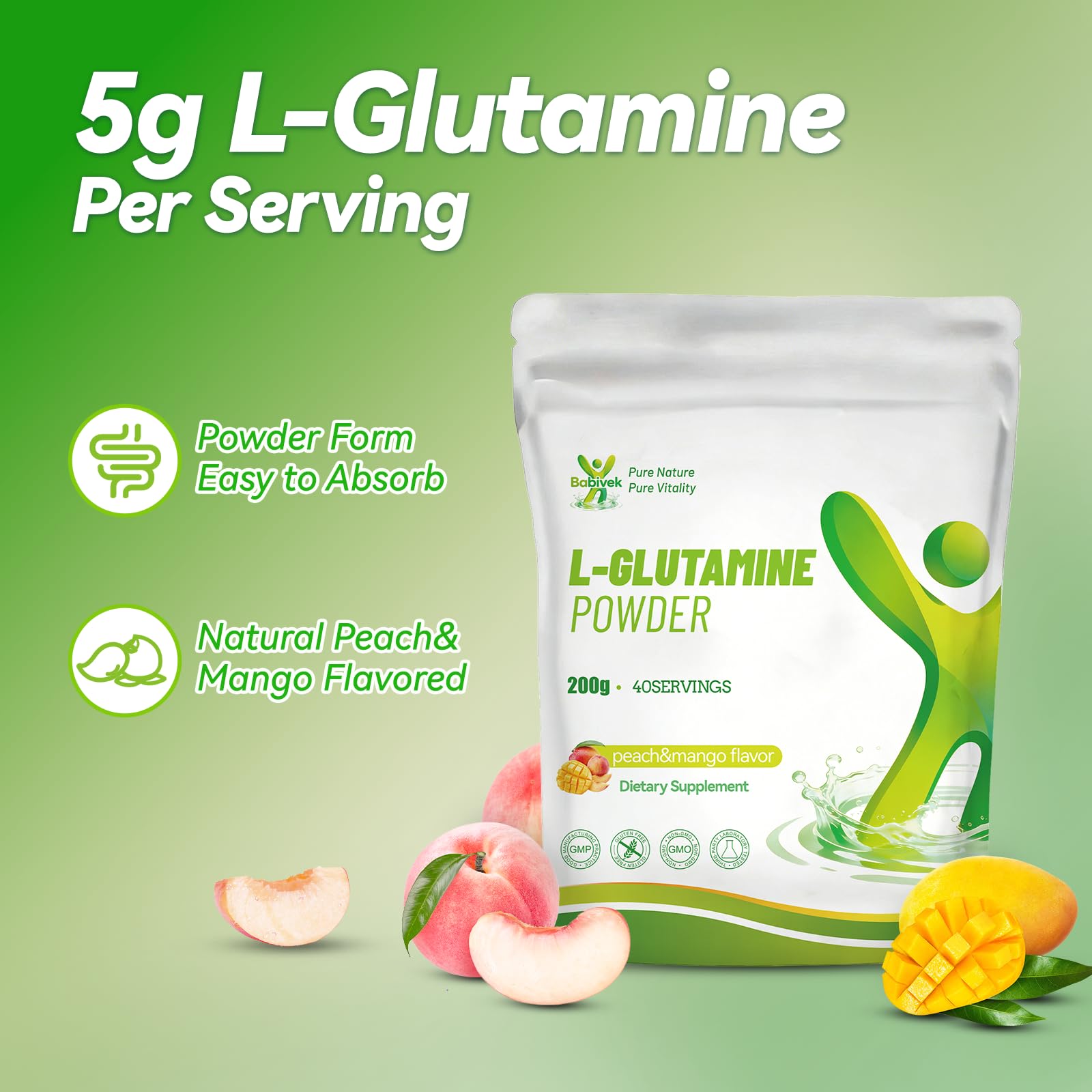 L-Glutamine Powder - 200g Pure Fermented Glutamine, 40 Servings — Amazon image 6
