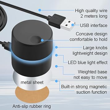USB Volume Control Knob Physical Audio Control with Magnetic Base