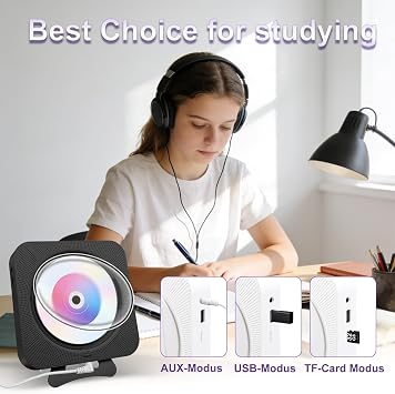 CD Player Bluetooth CD Player Portable with Speaker Display