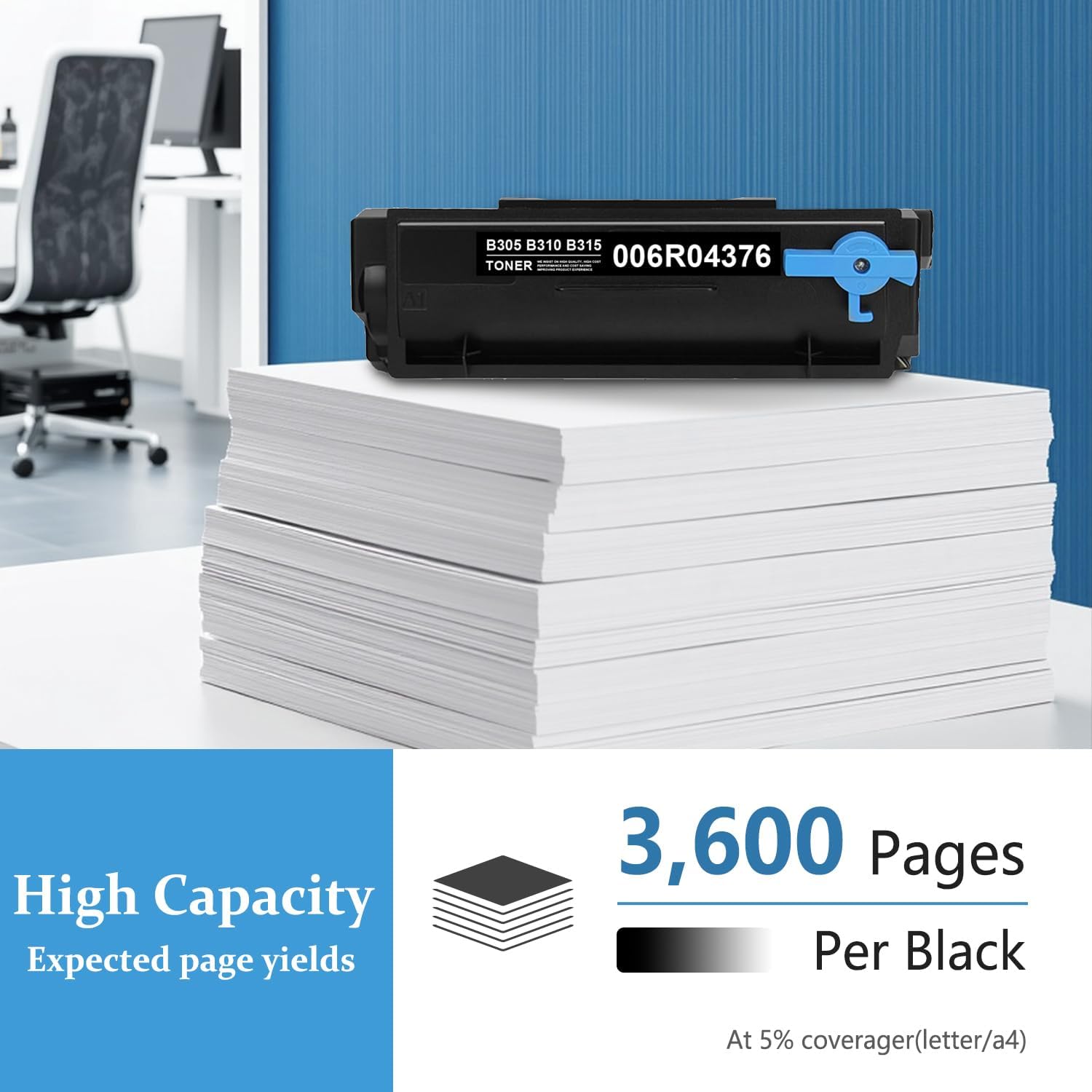 B310 Black High-Yield Toner Cartridge 1-Pack Replacement for Xerox B305/B310/B315 Toner, Compatible with B305 B310 B315 Printer, 006R04376 Toner