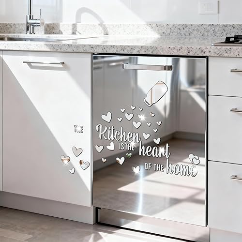 Miniatura 3 de The Kitchen is The Heart of The Home - Adhesivo de pared de espejo, calcomanía de pared de acrílico para cocina, citas inspiradoras para despegar y