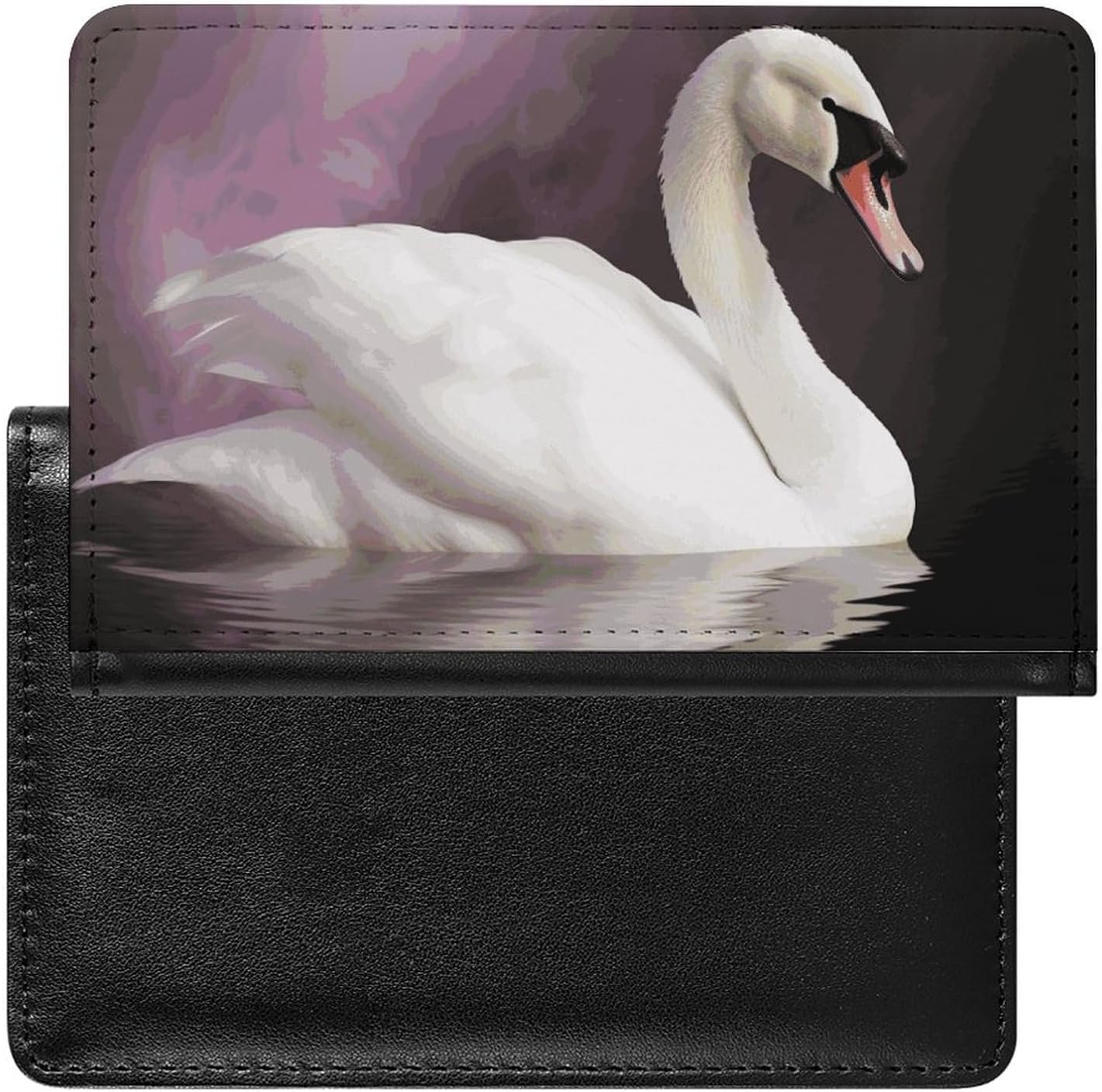 Passport Cover With Card Slots Leather Passport Holders White Swan Waterproof Passport Holder Covers Case for Travel