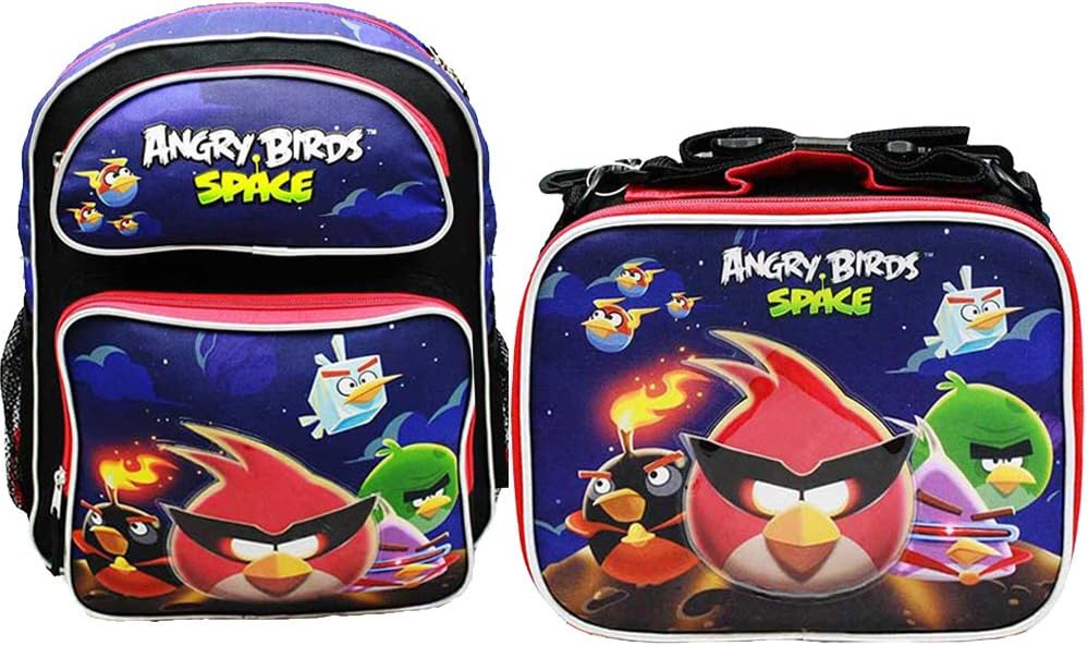 Rovio Angry Birds Space 16" Large School Backpack with Lunch Bag