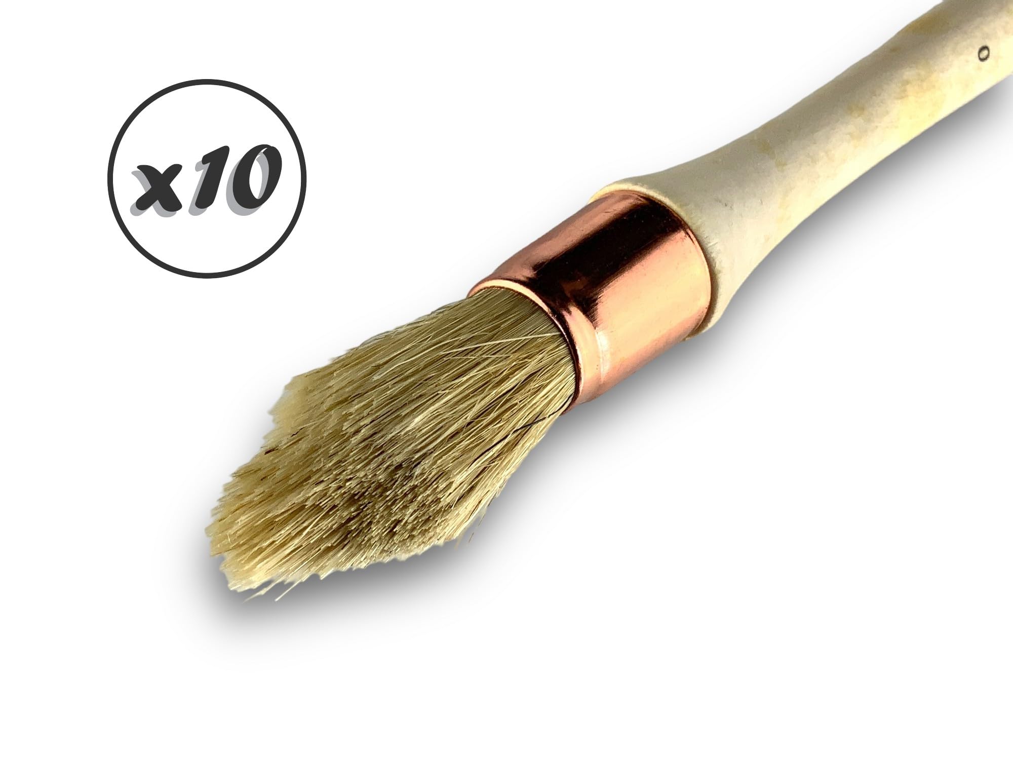 Kibros Lot 10 pinceaux de Pouce rechampir Soie Blanche Ø 18 mm