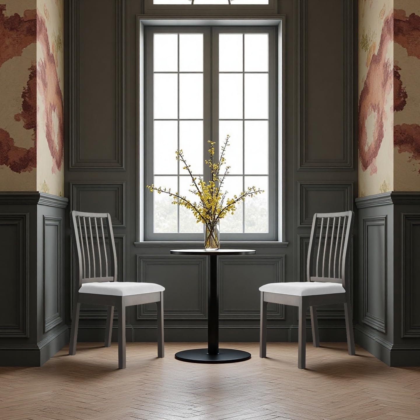 Fundas de asiento de terciopelo para sillas de comedor, juego de fundas para sillas de comedor (4, color blanco hueso) 2
