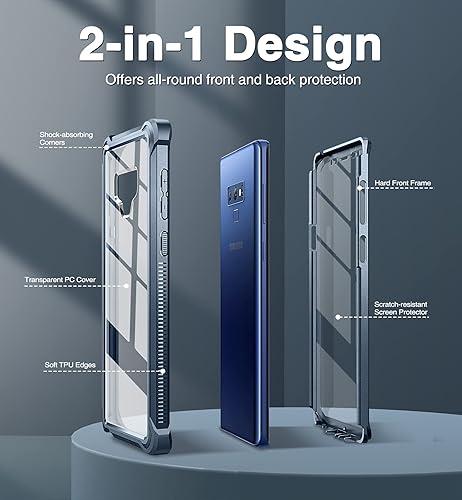 Miniatura 4 de Dexnor Funda para Galaxy Note 9 con protector de pantalla transparente de grado militar, resistente 360, cuerpo completo, a prueba de golpes,