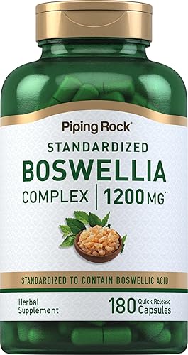 Piping Rock Cápsulas de extracto de Boswellia | 1200 mg | 180 unidades | Suplemento de hierbas | Complejo estandarizado | Sin OMG, sin gluten