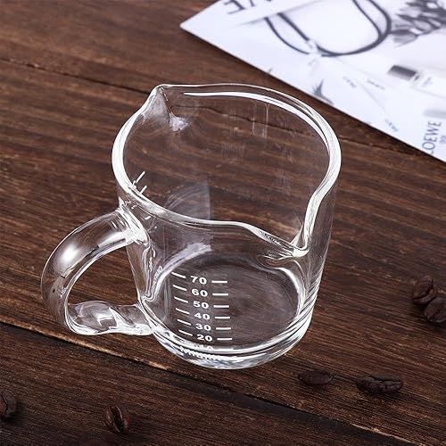 Miniatura 4 de Taza de vidrio de 2.4 fl oz Taza de medición de vidrio de doble boca Taza de leche de vidrio con escala Taza de medición de vidrio resistente al