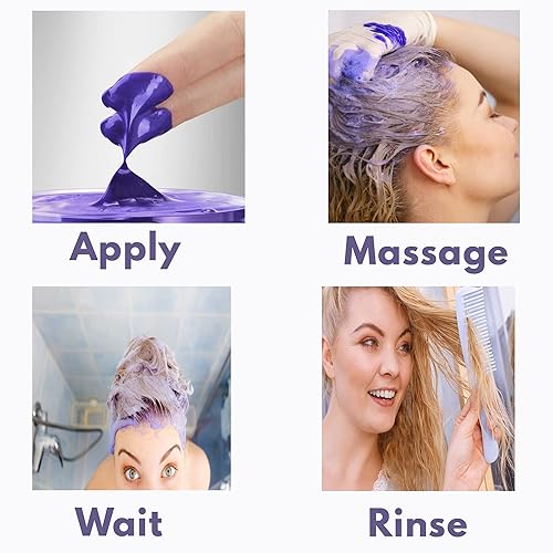 Miniatura 4 de kraze beauty Mascarilla para cabello morada amarilla, elimina los tonos cobrizos y amarillos para cabello teñido  Reparación y acondicionamiento de