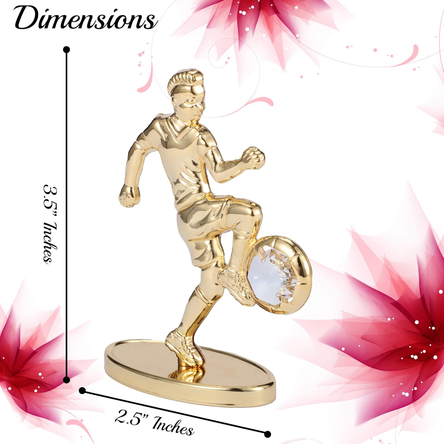 Matashi 24K Gold Plated Soccer Football Player Figurine - Tabletop Football Ornament, Gift for Sports Fan, Desk Accessories, Trophy, Boss Gift, Office & Home Décor for Mom