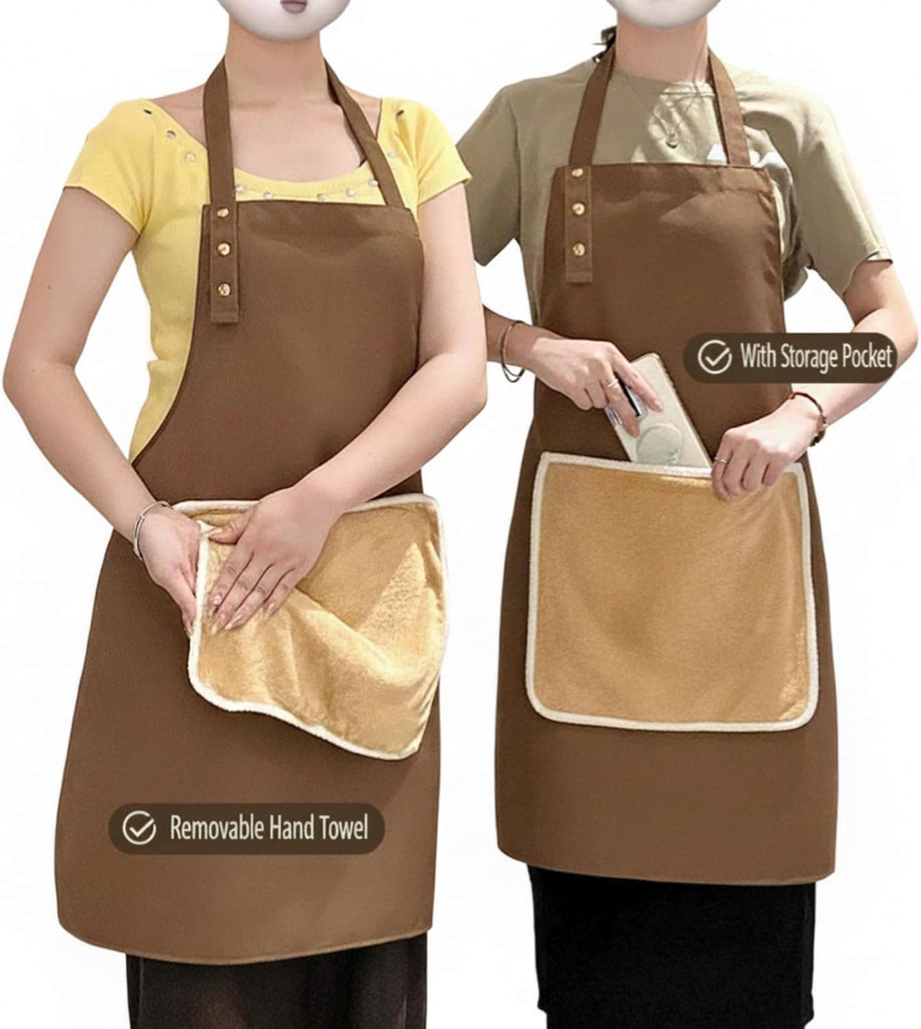 Apron with Towel Attached and Pockets - Adjustable Waterproof & Oil Repellent Canvas Material for Cooking, Baking, Chef, Kitchen, Garden, Laundry - Image 2