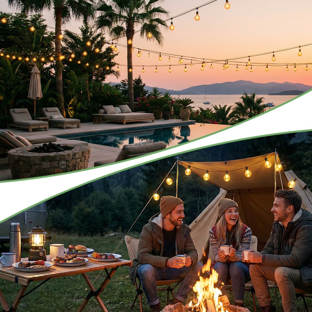 Guirlande Lumineuse Exterieure LED 45M Guirlande Guinguette Exterieur avec Télécommande 4 Modes Dimmable Imperméable Guirlande Lumières Extérieur Terrasse Mariage Pergola Balcon Déco