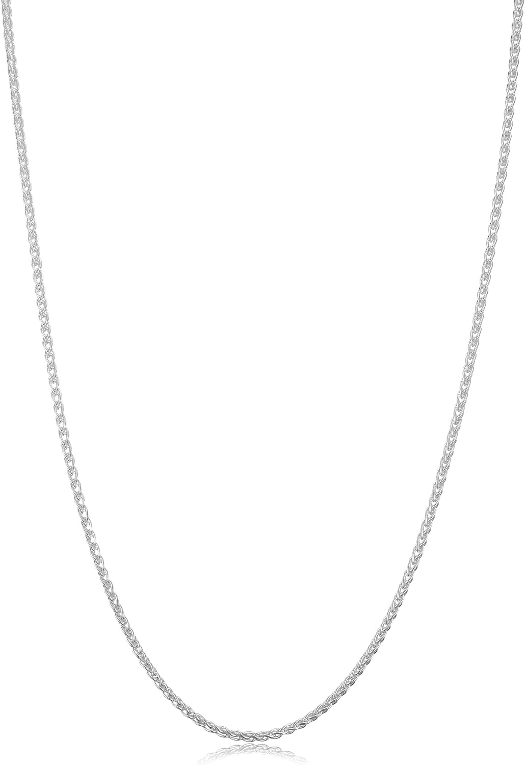 Kooljewelry 925 Sterling Silver Round Wheat Chain Necklace (1 mm, 1.5 mm, 2 mm or 2.6 mm) Made in Italy