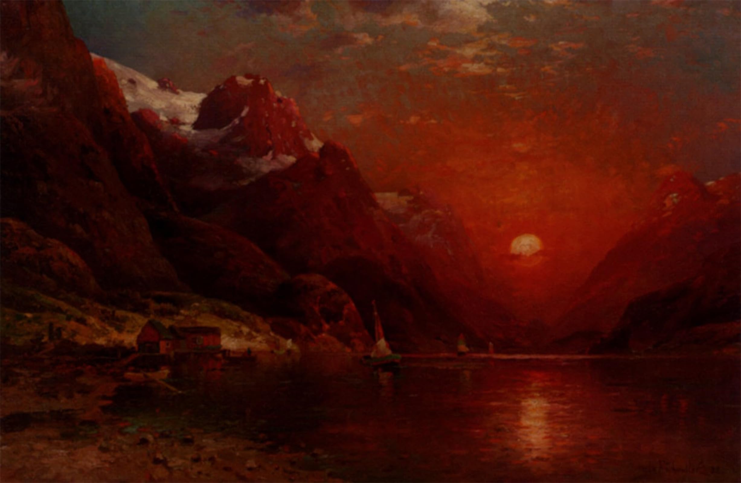 ARTXLXXBN Famous Art Print Poster Vintage Wall Art Sunset on the Lake by Ivan Fedorovich Choultsé Canvas Art Poster for Home Decor 60x90cm
