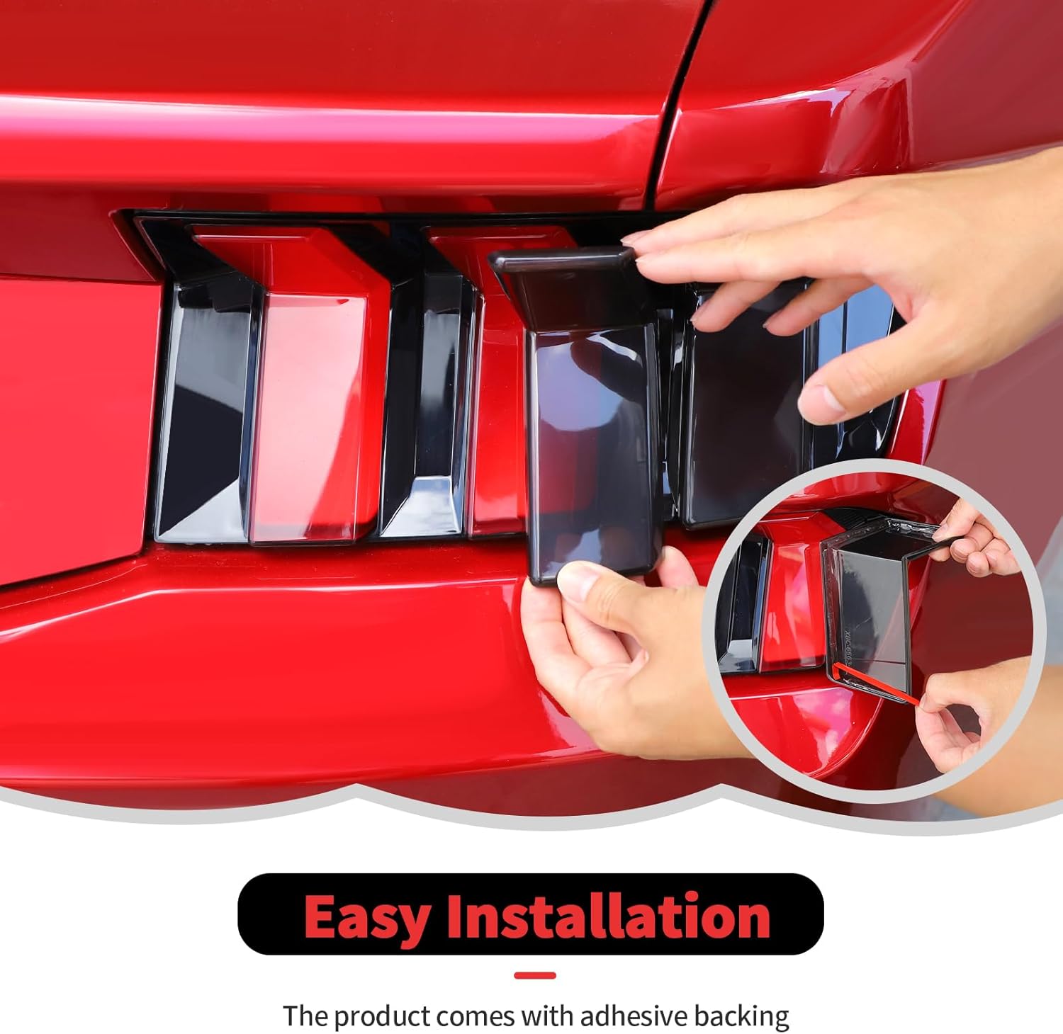 RT-TCZ Tail Light Lamp Cover Guard Trim Decoration Exterior Accessories for Ford Mustang 2024 2025,Smoked Black,6PCS