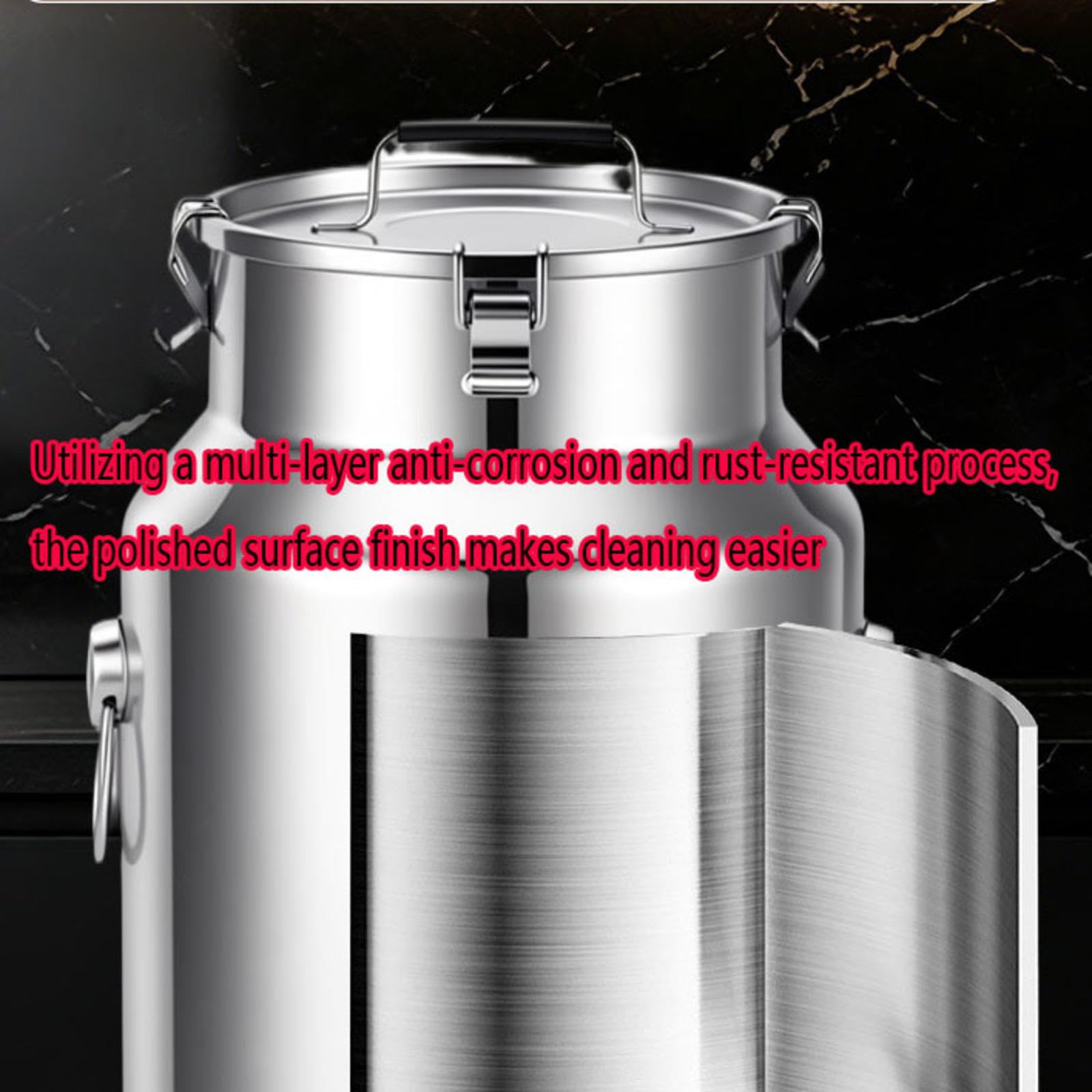 bidon a Lait INOX 2.5/5/10/15/20/25/30 litres, bidon de Lait INOX for À Vin Baril Seau À Eau Huile Réservoir À Thé avec Couvercle Scellé,A-25L