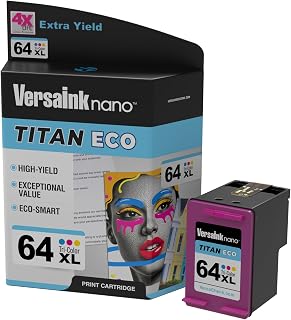 VersaInk-Nano 64 XL Titan ECO High-Yield TRI-Color Ink Cartridge Replacement of HP 64 and 64 XL, Works with HP Envy 6255,7155,7855,7255e,7955e,Tango