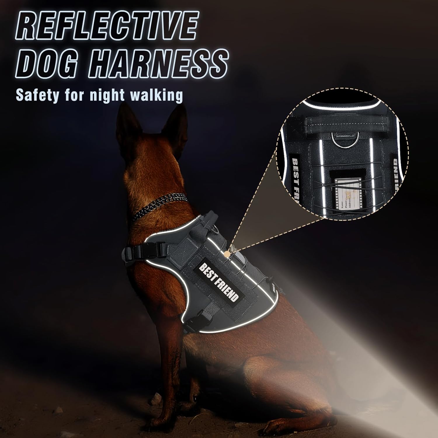 Tactical Dog Harness Small Sized Dog,No Pull Military Dog Vest with Handle,Reflective Heavy Duty Pet Harness for Walking Hiking Training Gray S