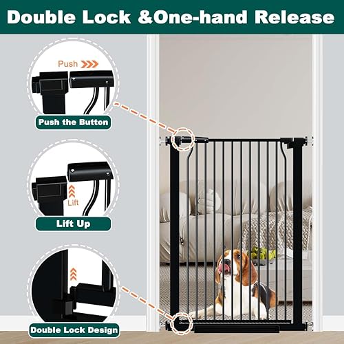 Miniatura 4 de Fairy Baby Puerta de bebé extra alta de 40.5 pulgadas para escaleras, puerta larga extra ancha de 65.8 a 72.2 pulgadas para mascotas, puerta de