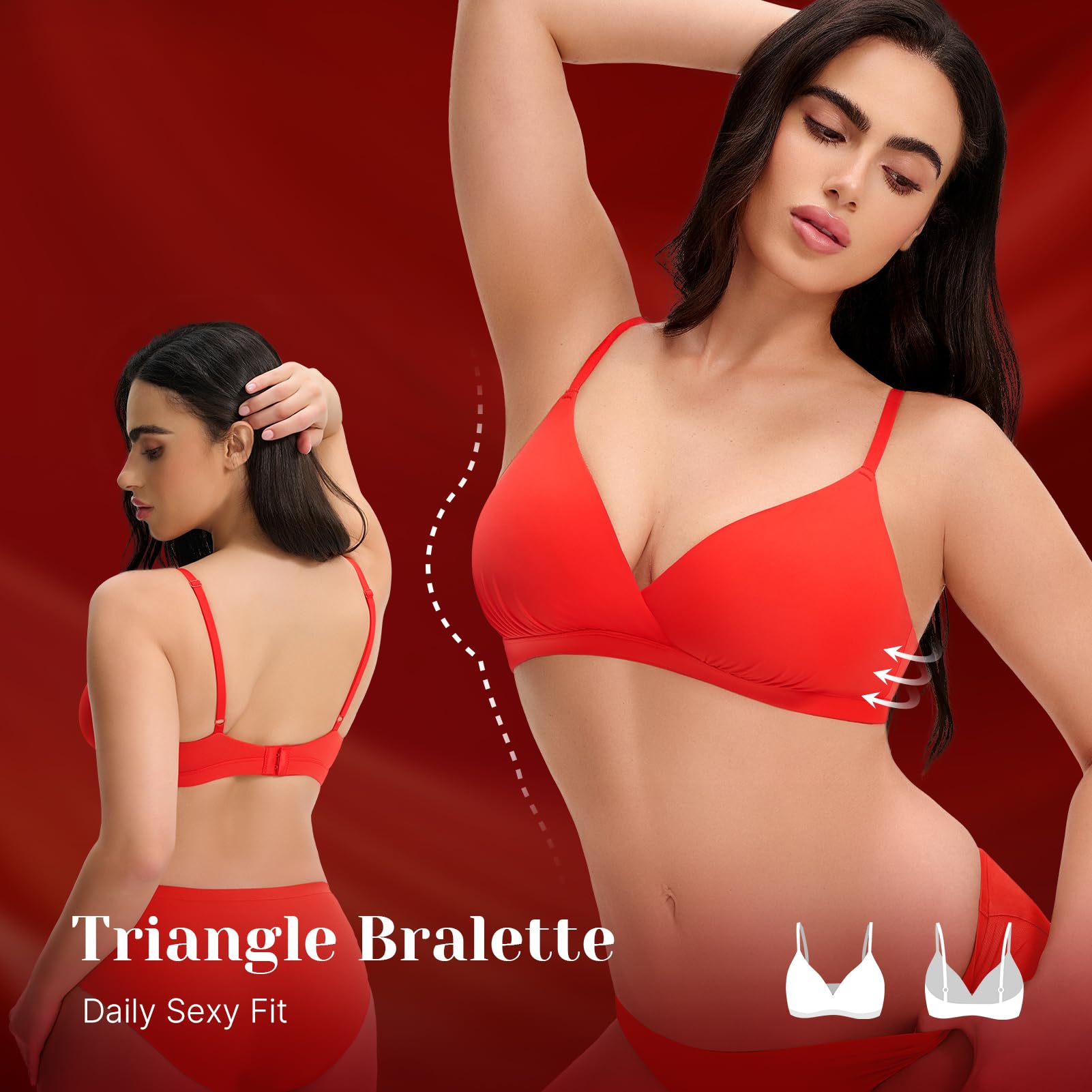 Feng Shui Bralette a Triangolo da Donna Reggiseno Profondo Non Imbottito Reggiseni Push up Senza Cuciture Reggiseno Confortevole per Tutti i Giorni Senza Fili