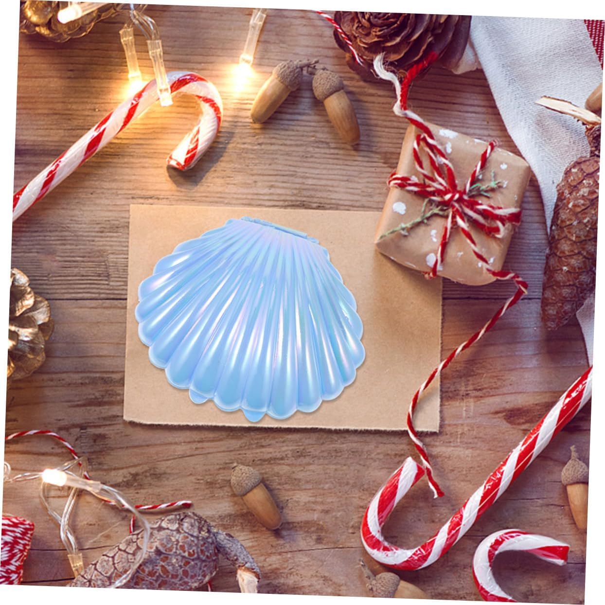 VICASKY 30Pcs Pearl Blue Seashell Candy Boxes Wedding Favor Storage Containers Mini Shell Treat Holders for Party Decorations and Jewelry Gifts