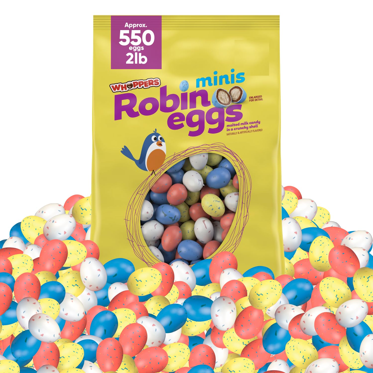 Robin Eggs Candy - Chocolate Malted Milk Balls - 2 Pounds of Approx 550 - Easter Candy Perfect For Candy Dishes At Home & Work