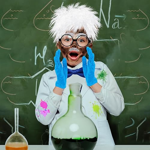 Miniatura 6 de Bonuci 10 Pcs Halloween Mad Scientist Costume Set Scientist Wig Crazy Scientist Goggles Lab Coat Gloves for Boys and Girls