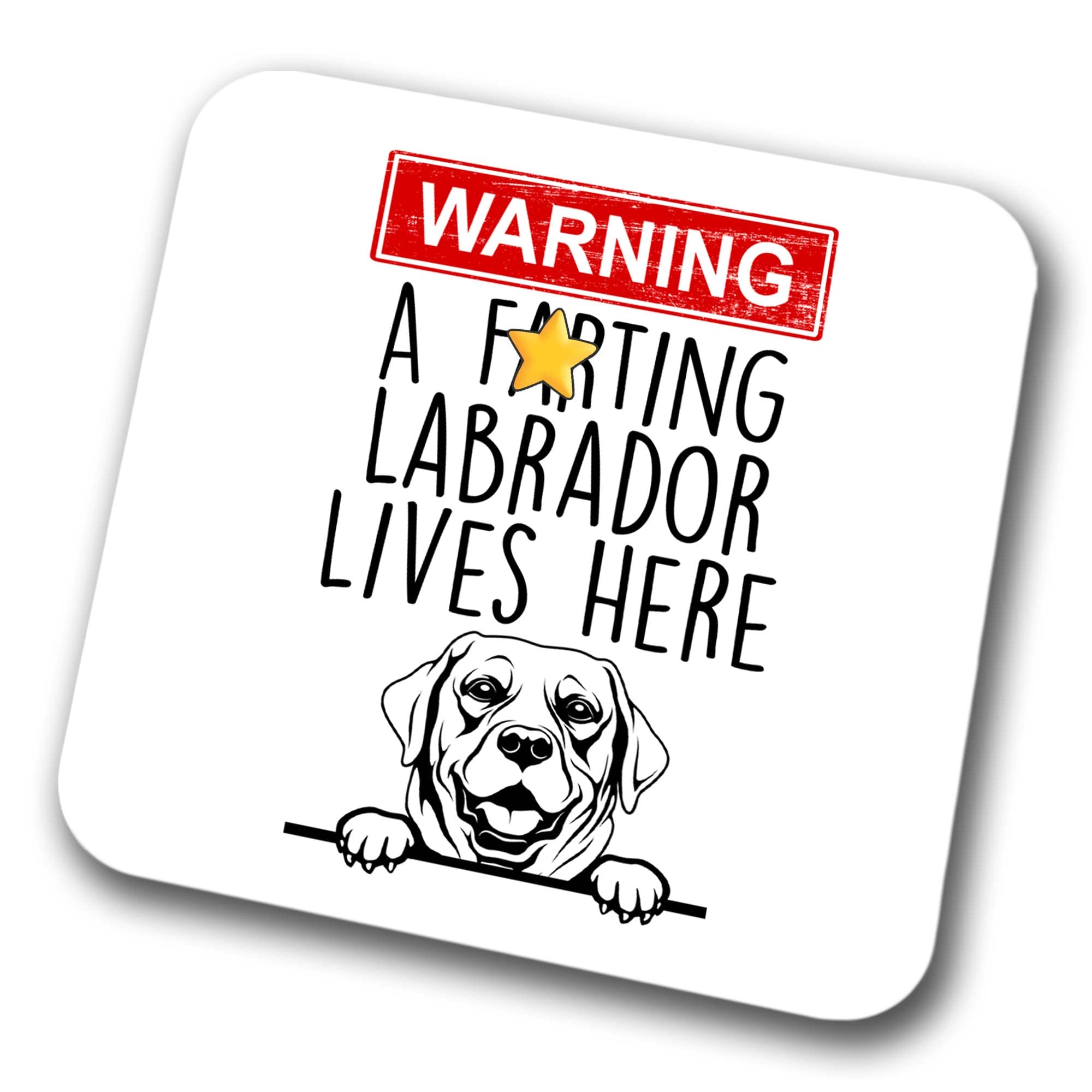 Faithful Prints Boys Labrador Warning A Lives Here Mum Dad Coaster Dog Dad Labrador Dad Friend Funny Gift For Birthday Christmas, Labrador Mum Coaster