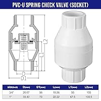 Vista 2 de Geetery Válvula de retención en línea de PVC Conexiones de disolvente de plástico blanco para prevención de reflujo, accesorios de tubería, control