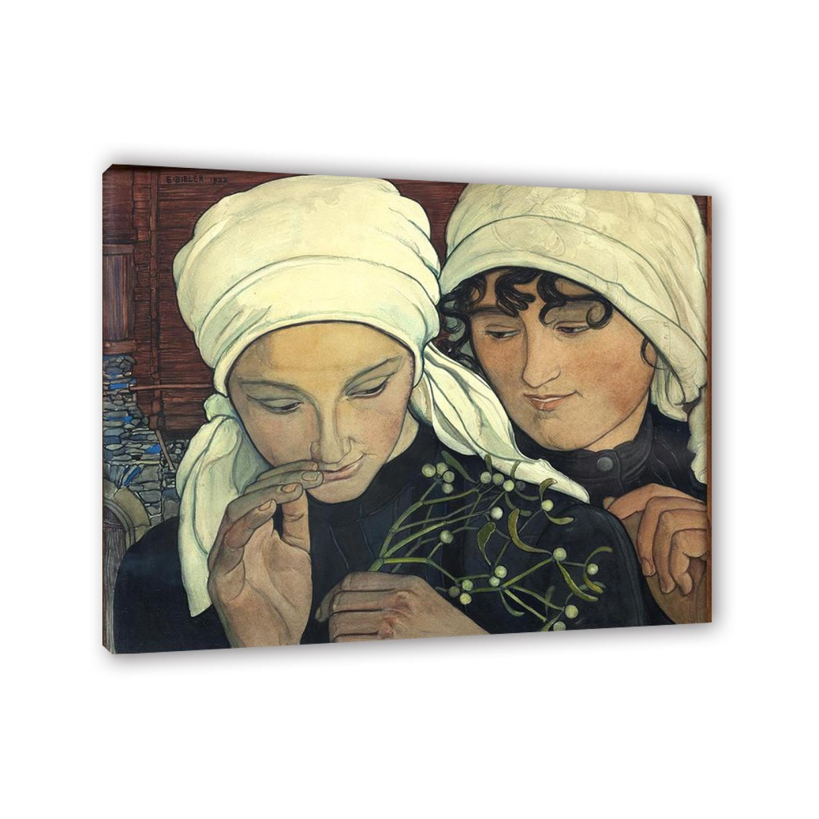 Ernest Bieler Drukuj słynne obrazy na płótnie, sztuka ścienna, oprawiona w ramkę, gotowe do powieszenia, klasyczne reprodukcje sztuki: dwie kobiety z Valais-Morden duże obrazy na płótnie do dekoracji