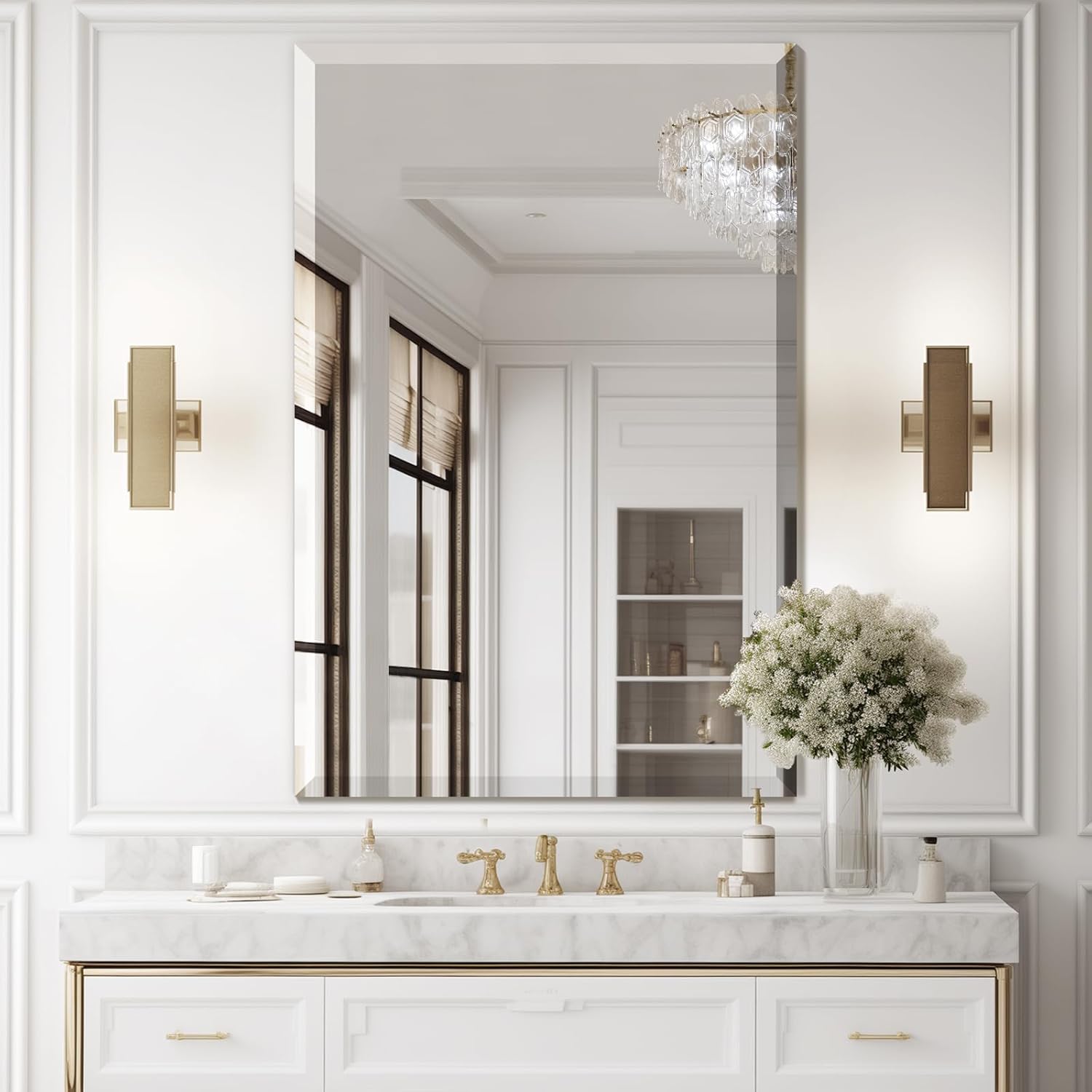 Mirrorons 24" x 36" Bathroom Mirror, Frameless Rectangle Bathroom ...