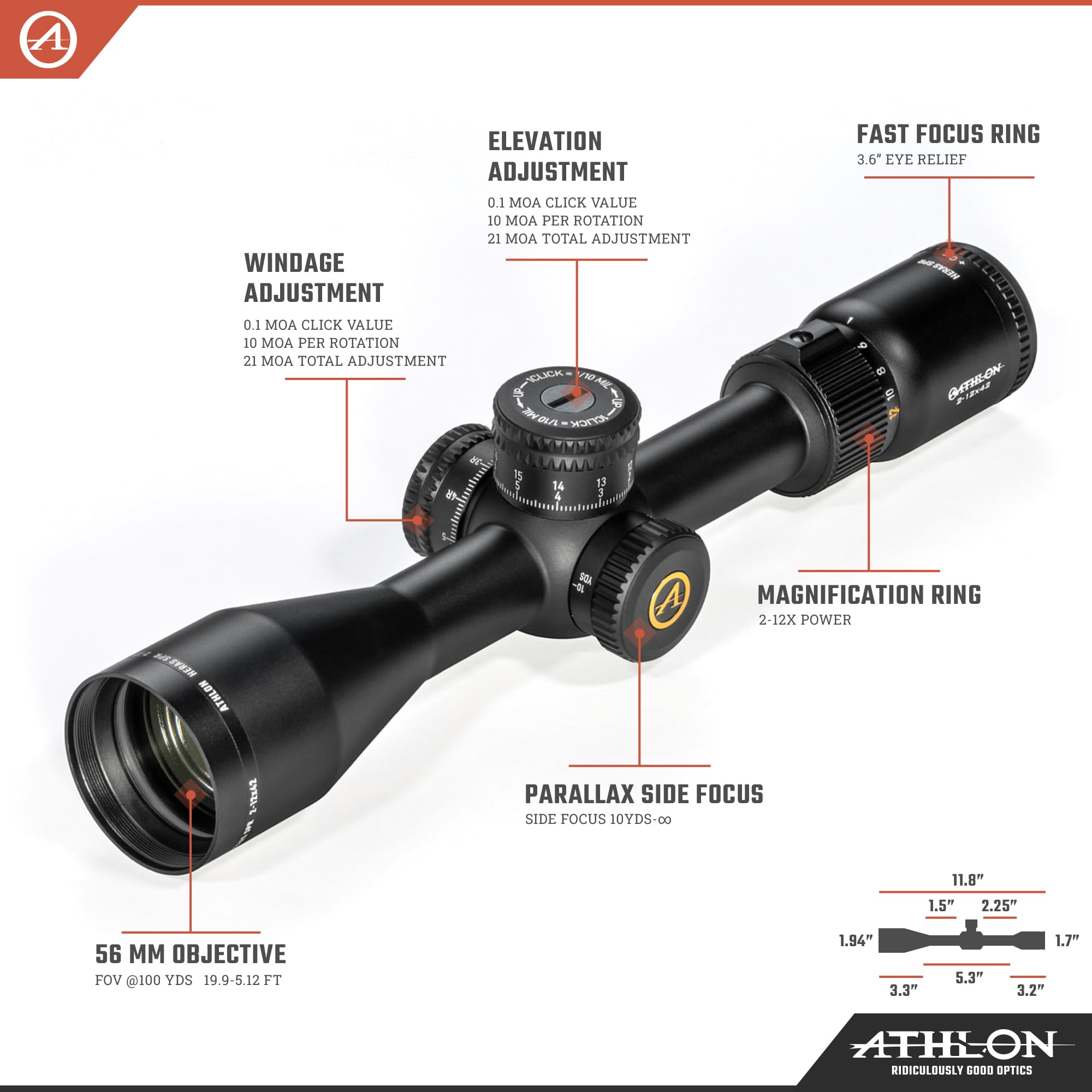 Amazon.com : Athlon Optics 214502: Heras SPR 2-12X42 Riflescope
