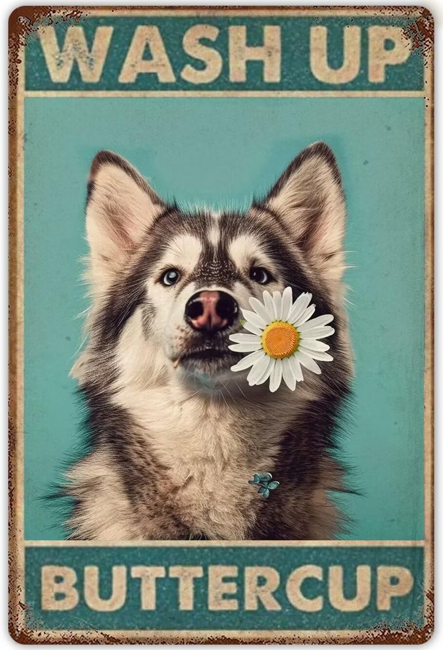 Anceky Husky Painting Canvas Wall Art Living Room Posters Wash Up Buttercup Funny Bathroom Decor Wall Decor s For Retro Poster Bedroom Garage Club Bar Painting Unframed 12x16 Inch