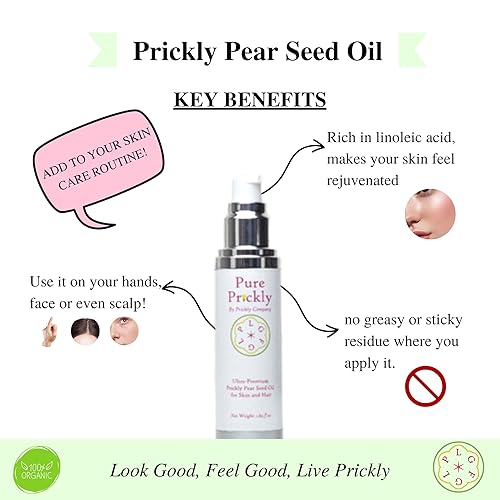 Miniatura 3 de Prickly Company Aceite de semilla de tuna pura tuna  100% orgánico, prensado en frío, botella de bomba ultra premium. Di adiós a la piel seca,