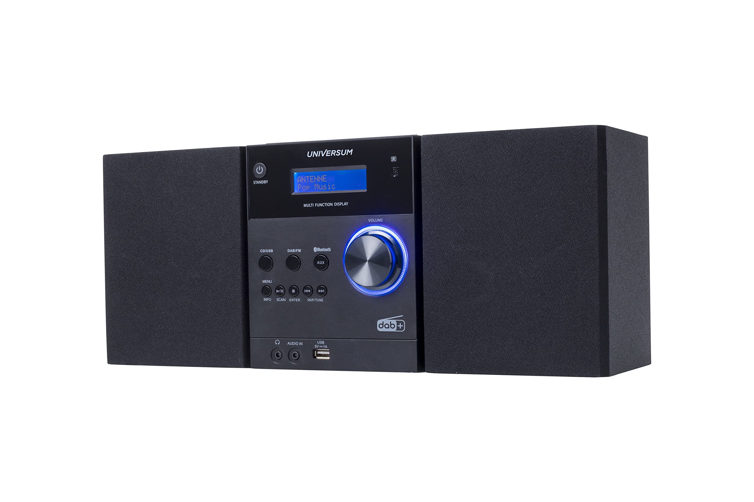 UNIVERSUM MS 300 - Kompakt Stereoanlage mit CD & Bluetooth - DAB+ & UKW Radio, AUX Eingang & USB - CD-Player (CD, CD-R, CD-RW, MP3-CD) - Uhr und Weckfunktion - Fernbedienung - Schwarz