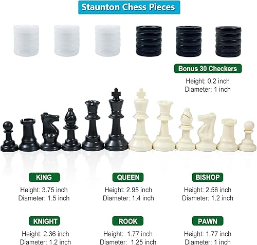 Miniatura 7 de Juego de ajedrez de viaje de 20 pulgadas, tablero de ajedrez de silicona de 3.75 pulgadas, pieza de ajedrez de plástico de altura King, reinas extra