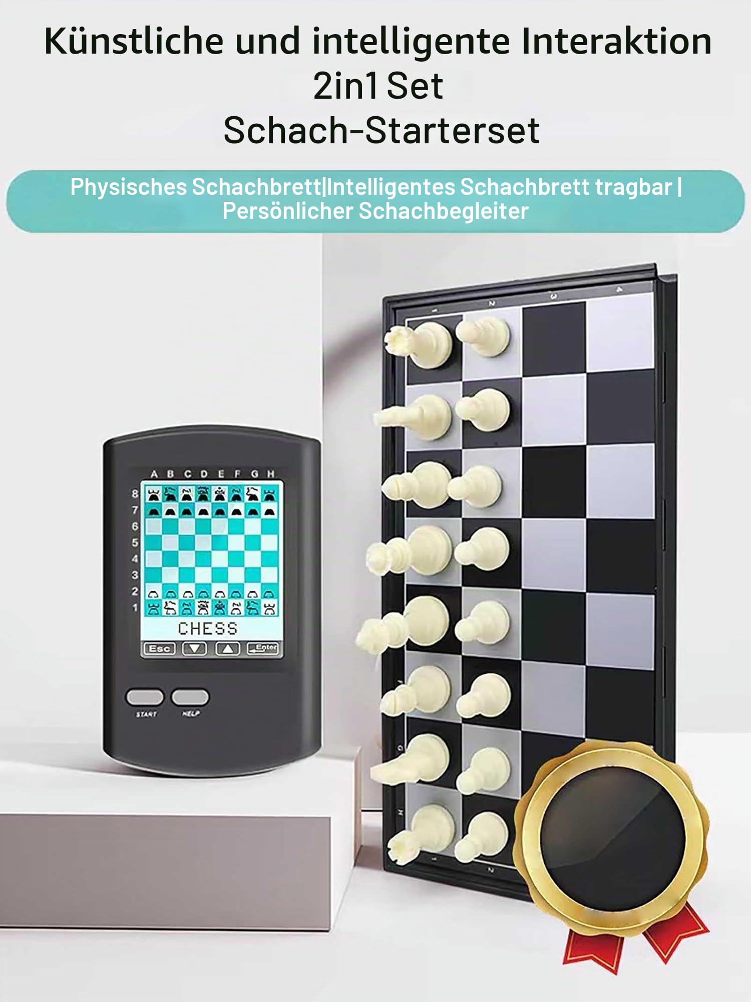 Touch-Steuerung Electronic Chess Board Intelligent, Schach Computer Luxus Hd Computerspiel FüR Einen Spieler, Elektronisches Schachspiel Mit Physischem Brett Tragbar FüR Kinder Erwachsene