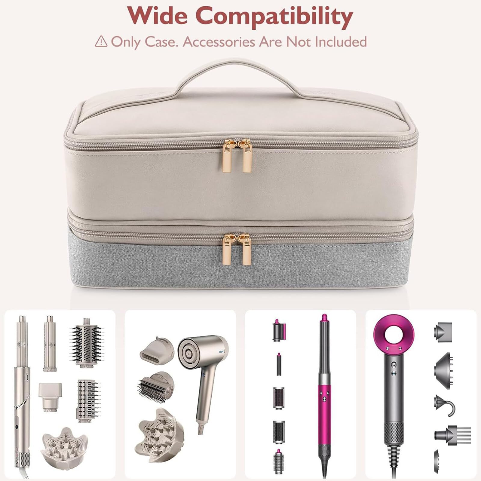 Double-Layer Carrying Case For Shark FlexStyle/Dyson Airwrap Styler And Attachments