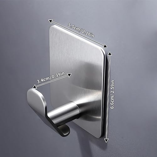 Miniatura 5 de DELITON Ganchos adhesivos  Paquete de 4 ganchos para toallas de acero inoxidable cepillado, ganchos de pared para colgar toallas, ropa, llaves, se
