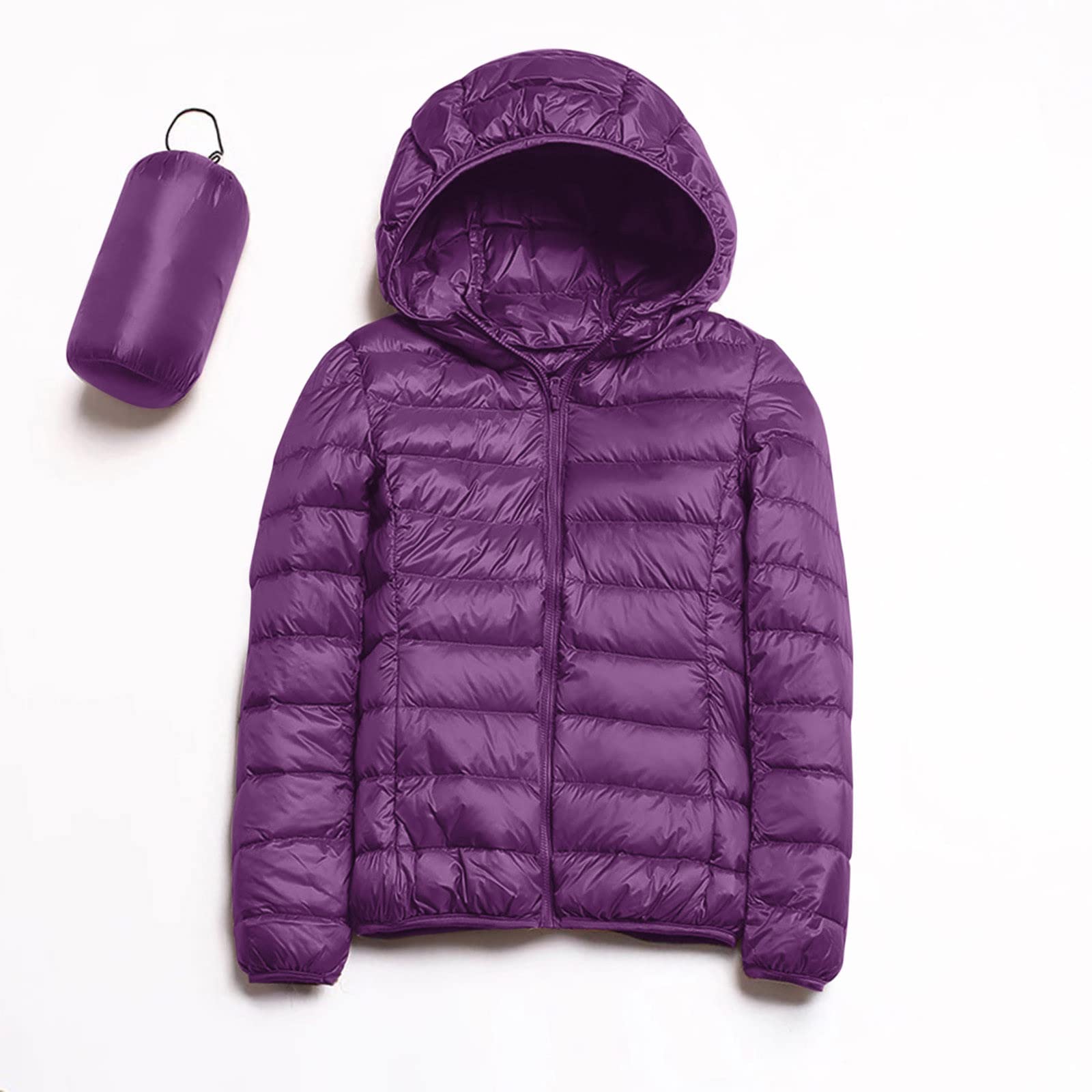 Generisch Giacca invernale da donna, calda, impermeabile, leggera, antivento, con isolamento riciclato, sottile, corta, in piuma d'anatra bianca