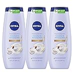 NIVEA Pampering Coconut and Almond Milk Body Wash with Nourishing Serum, Moisturizing Body Wash for Women, Enriched with Provitamin B5 and Vitamin E, 20 Fl Oz Bottle, Pack of 3